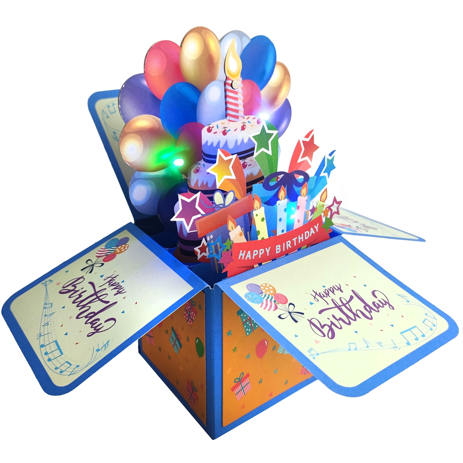 Pnellth Happy Birthday Greeting Card with Light Candle Music