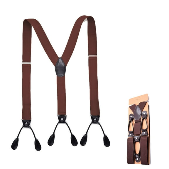 Button Holes Link Suspenders Y Type Elastic Suspender Button 6 Button Shoulder Strap Deep Coffee Color