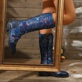 thumbnail image 6 of Dakaela Knee High Boots Women Lace up Cowboy Combat Boot Embroidery Floral Wide Calf Western Tall Boot for Ladies Blue 9.5, 6 of 9