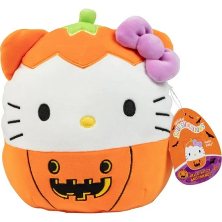 Squishmallows Original 8-Inch Hello Kitty Jack O' Lantern - Official Jazwares Pumpkin Plush - Collectible Soft & Squishy Stuffed Animal Toy - Gift for Kids, Girls & Boys