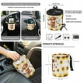 thumbnail image 4 of Renewold Cute Highland Cow Sunflower Front Car Seat Cover Full Set 12 PCS, with Steering Wheel Rear View Mirror Cover Seatbelt Armrest Pad Coasters Garbage Bin Keychain Air Vent Pouch Universal Fit, 4 of 7