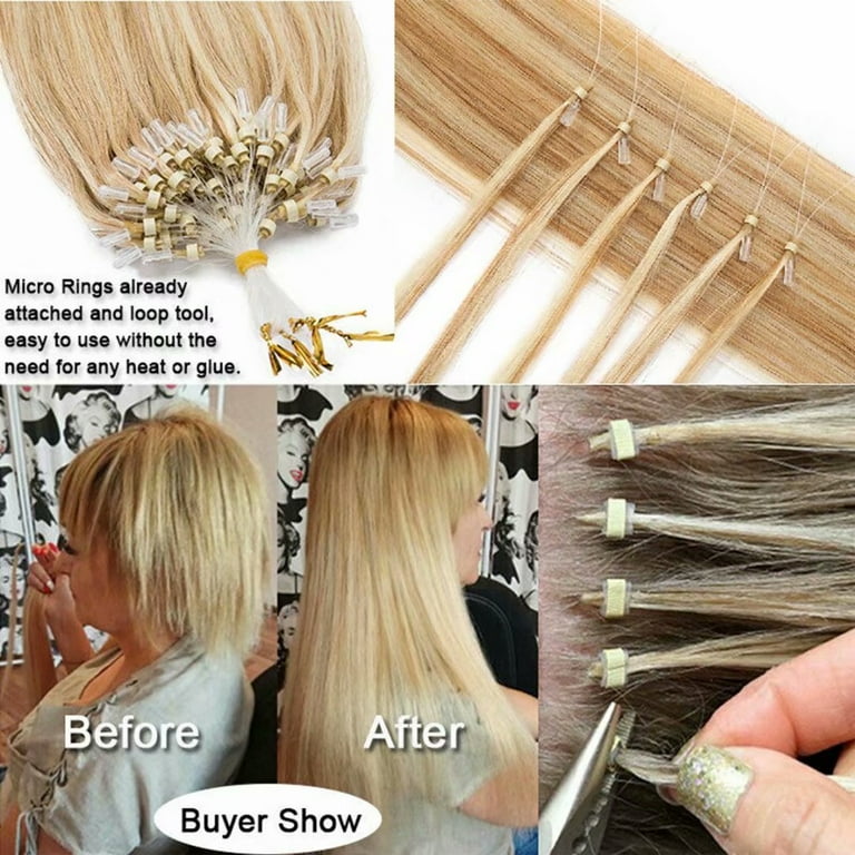SEGO Micro Loop Real Thick Human Hair Extensions 50 Strands Invisible Micro Ring Beads Remy Thick Hair Walmart
