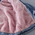 thumbnail image 4 of IROINNID Toddler Child Baby Girl Hooded Plus Thick Coat Fleece Warm Thick Denim Jacket Acetate Fiber Cotton Clothes, 4 of 9