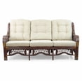 thumbnail image 4 of Malibu Lounge Three-Seater Sofa Natural Rattan Wicker Handmade Design with Cream Cushions, Dark Brown, 4 of 5