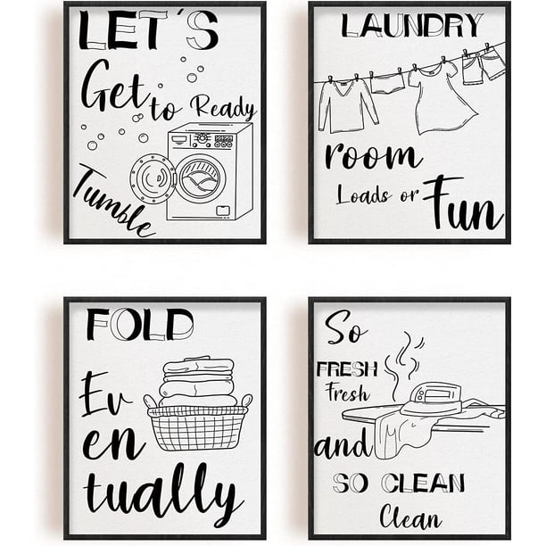 4pcs Laundry Decor Painting Canvas Wall Art Laundry Room Fun Canvas