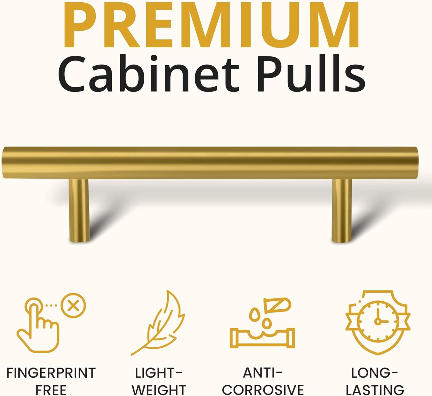 Mega Handles / Cabinet Pulls 5 Inch / Stainless Steel Cabinet Handle Pulls / Satin Brass / 25 pack