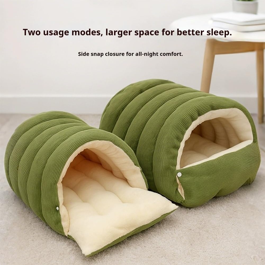 Removable and Washable Winter Closed-Off Cat Bed, Cotton Cat Bed, Cotton Soft Cozy Sleeping Nest, Comfortable Warm Secure Snuggle Hut for Cats, Closed-Off Plush Cats Cave for Pet Comfort