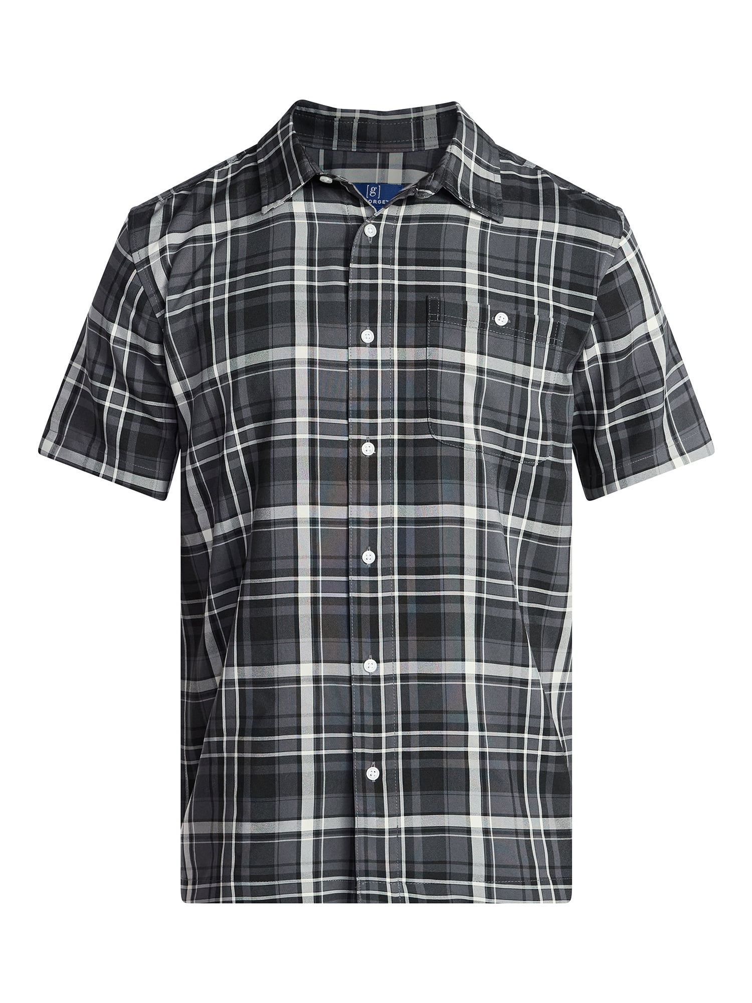 George Men's & Big Men's Regular Fit Microfiber Button-Up Shirt with Short Sleeves, Sizes XS-5XL