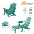 thumbnail image 3 of Folding Adirondack Chair with Ottoman, Adjustable Backrest Plastic HDPE Adirondack Chairs w/4 in 1 Cup Holder Tray, Lake Blue, 3 of 9