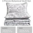 thumbnail image 6 of 3 Pieces Grey Botanical Bedspread Full Size Grey Toile Plants Pattern Quilt Set for All Seasons, 6 of 6