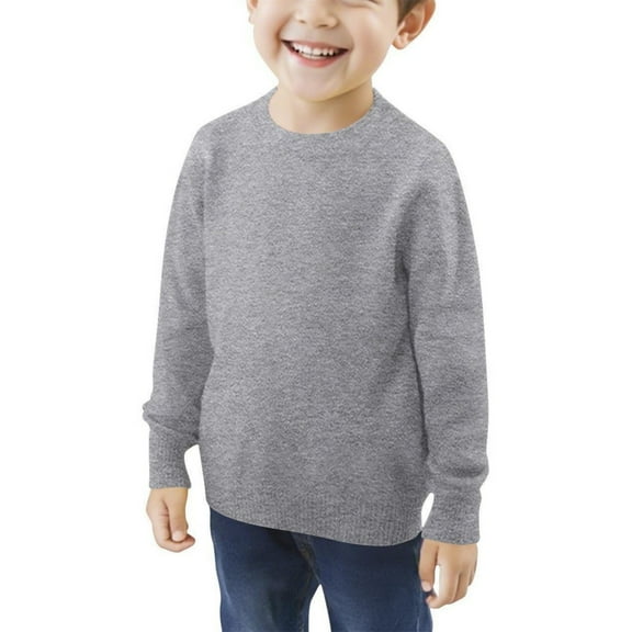 JTSRKL Kids Girls Fall Sweaters Lightweight Casual Solid Color Long Sleeve Crewneck Knitted Cute Pullover Sweaters Jumper Tops Gray 11-12 Years