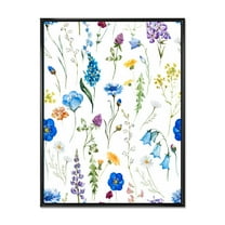 Designart 'Blue Wildflowers With Leaves I' Traditional Framed Canvas Wall Art Print