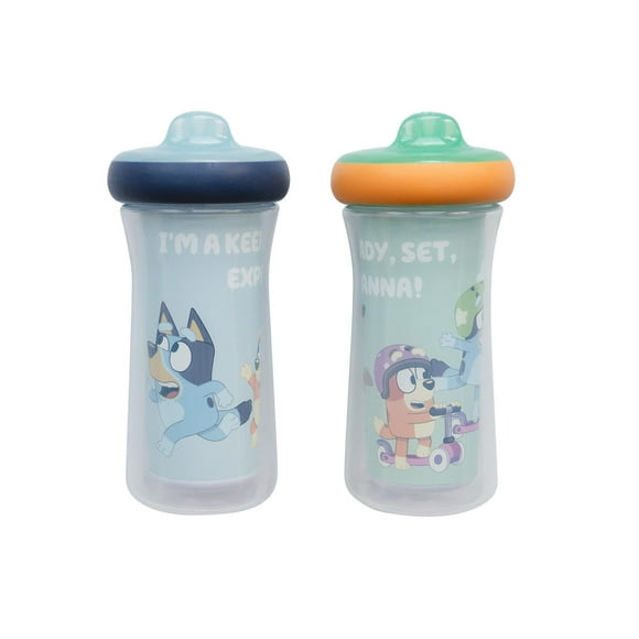 The First Years Bluey Gobelets Isolés - Lavables au Lave-Vaisselle Anti-Fuite pour Tout-Petits - à Partir de 12 Mois - 9 Onces - 2 Unités