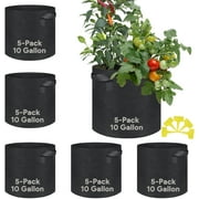 Grow Bags 10 Gallon 5 Pack Large Fabric Pots Heavy Duty 300g Thickened Nonwoven Grow Bags with Handles for Vegetable Fruits Flowers Indoor Outdoor Garden Pots for Plants(16" Dia x 12" H)