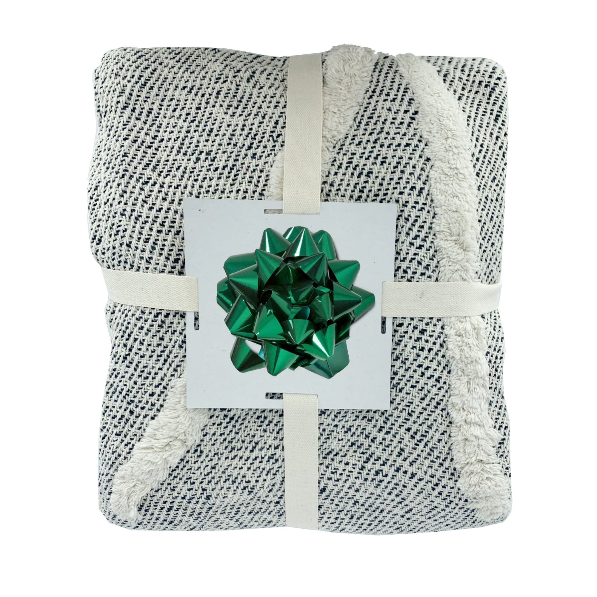 LR Home Ruby Gray/White Diamond Shag Lightweight Cotton Throw Blanket, 50" x 60"