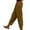 Brown, variant on Womens Crinkle Corduroy Harem Pants Elastic Waist Side Button Detail Loose Cropped Casual Trousers with Pockets,S