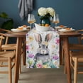 thumbnail image 2 of Easter Bunny Table Runner - 60 Inch Long, Kitchen Dining Table Runner Dresser Scarves, Farmhouse Watercolor Eggs Flower Wood Grain Farmhouse Decor for Coffee Tables Wedding Party Banquet, 2 of 8