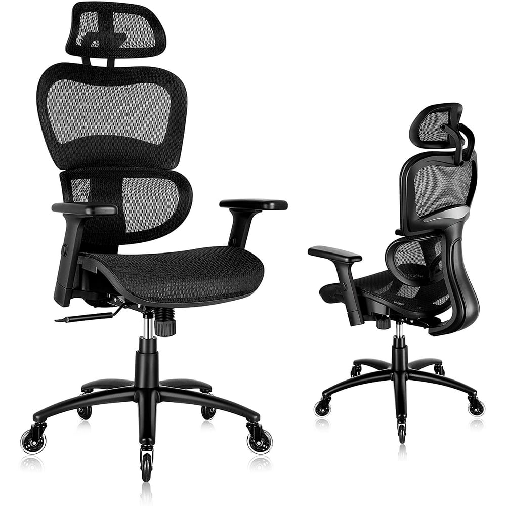 SUNNOW Ergonomic Office Chair, Mesh Desk Chair with Lumbar Support - 3D