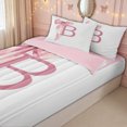 thumbnail image 3 of meiyoeat Pink Watercolor Bow Letter B Zipper Full Size Comforter Sets with Fitted Sheet and 2 Pillowcases for Girls, Cute Princess Monogram Zipper Bedding Set, Pink Reversible, 4pcs, 3 of 6