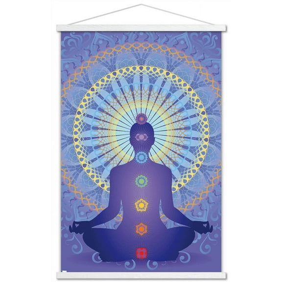 Spiritual - Chakras Wall Poster with Wooden Magnetic Frame, 22.375" x 34"