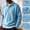 thumbnail image 3 of Dwellite Mens Casual Waffle Polo Shirts Button Collared Shirts Long Sleeve Sweater Fall Winter Solid Color Clothes Light Blue XL, 3 of 10