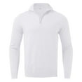 thumbnail image 3 of Bcfgryg Male Casual Simple Bottom Sweater Solid Color Warm Wool Knit Half Zip Long Sleeve Sweater Men Sweaters White XL, 3 of 4