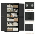 thumbnail image 6 of Homfa 71'' Bathroom Cabinet with 6 Storage Shelves, Freestanding Wooden Linen Cabinet for Living Room, Black, 6 of 7