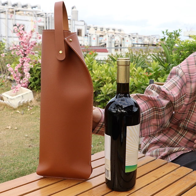 Sac à Vin en Cuir Sac à Main en Cuir Sac de Protection pour Bouteille de Vin Sac à Vin Cadeau Sac d'Emballage en Cuir Rouge, Sac à Vin en Cuir, Sac de Transport pour Bouteille de Vin à la Mode en Solde