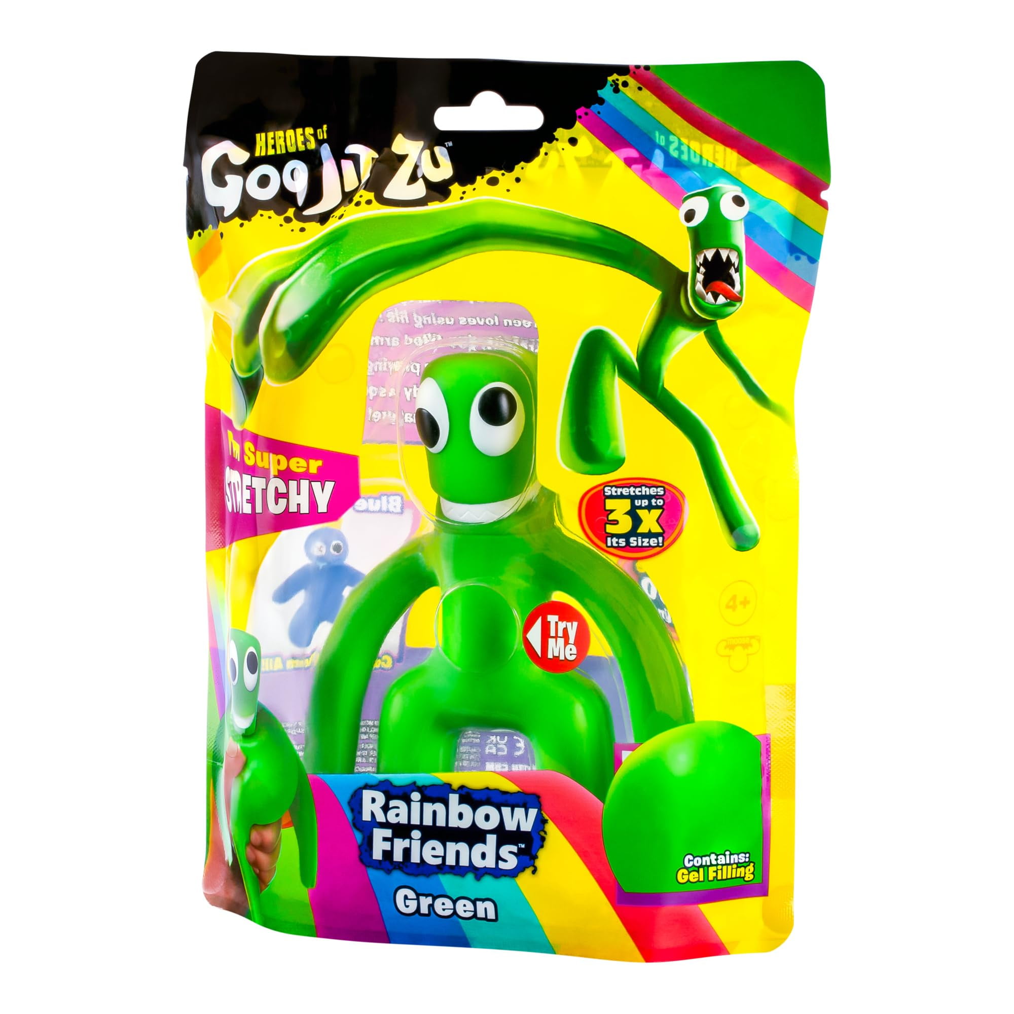 Heroes of Goo Jit Zu Rainbow Friends Vert l'Expérience d'Horreur Multijoueur pour Enfants Figurine Jouet Super Extensible Rempli de Goo s'Étire jusqu'à 3X Sa Taille