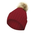 thumbnail image 3 of Holloyiver Women Winter Warm Knitted Cute Rabbit F-ur Ball Yarn Hat, 3 of 5