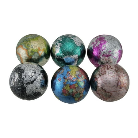 Set Of 6 Colorful Metallic World Globe Decorative 4 Inch Set Of 6 Colorful Metallic World Globe Decorative 4 Inch