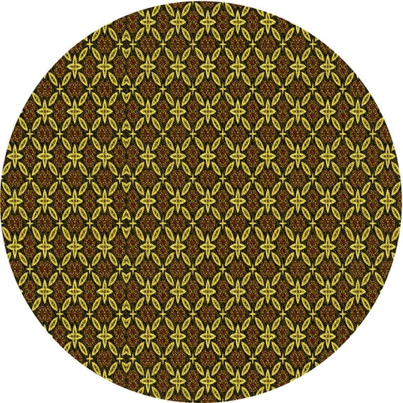 Ahgly Company Indoor Round Patterned Blood Night Red Area Rugs, 4' Round