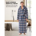 thumbnail image 6 of AMITOFO Long Robes for Men with Hood & Pockets,Soft Plush Full Length Hooded Bathrobe Winter Warm Fleece Sleepwear Shawl Collar Housecoat ,Size L & Gray Navy Plaid, 6 of 7