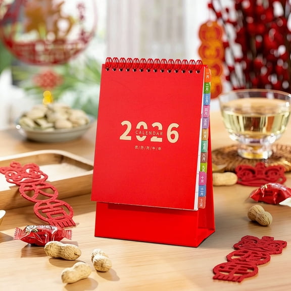 CxhicLuv 2026 Year Desk Calendar, Vertical Mini Desktop Calendar with Thickened Paper, Triangular Base, Holiday & Solar Term Markings, Office Desk and Study Desk Decoration Gift for Home