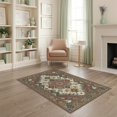 thumbnail image 2 of ODIKA 4'x6' Washable Area Rug Non-Slip, Chair-Friendly, Flatwoven Lone Border Distressed Farmhouse Plank Door Vintage Southwestern Playful for Home Office, Under Desk, 2 of 7