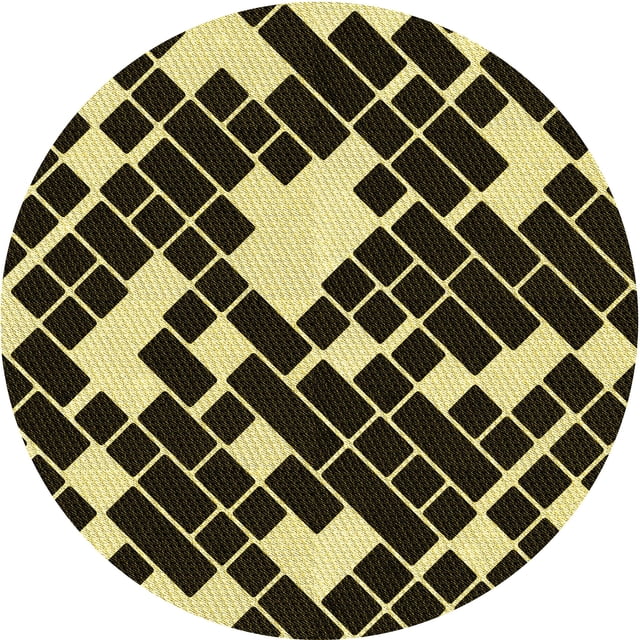 Ahgly Company Indoor Round Patterned Metallic Gold Area Rugs, 3' Round