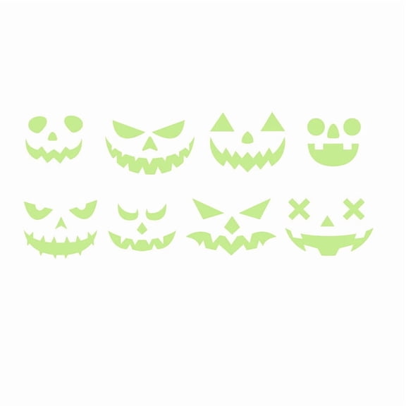 Halloween Glow-in-the-Dark Pumpkin Stickers – Luminous Wall Decals with Ghost Faces, Peel & Stick Removable Wall Decor for Window Door Party, Spooky Night Glow Home Accent