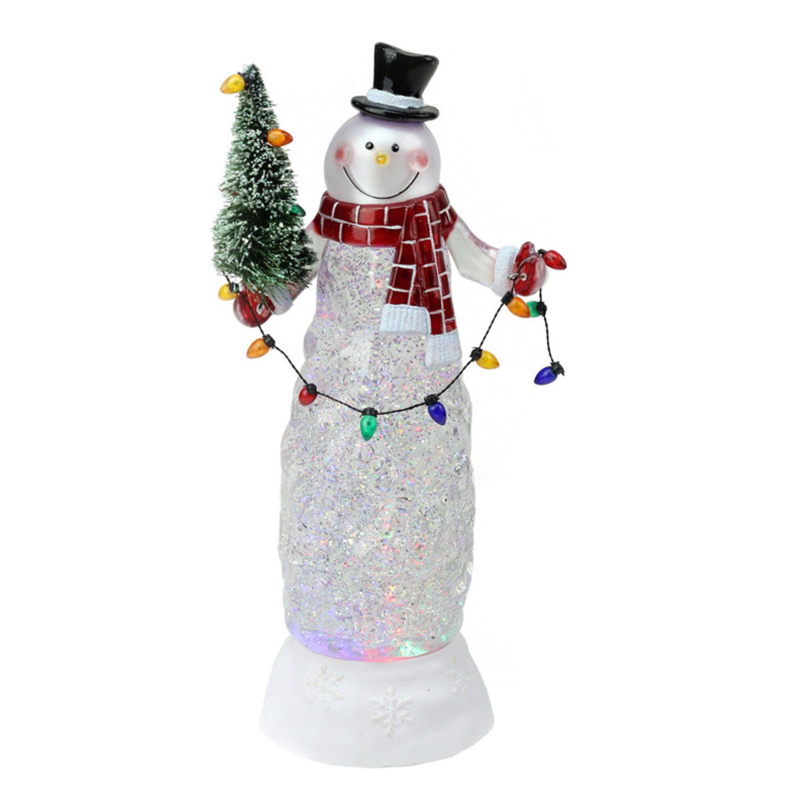 Northlight 11 in. Swirling Glitter LED Lighted Snowman with Tree