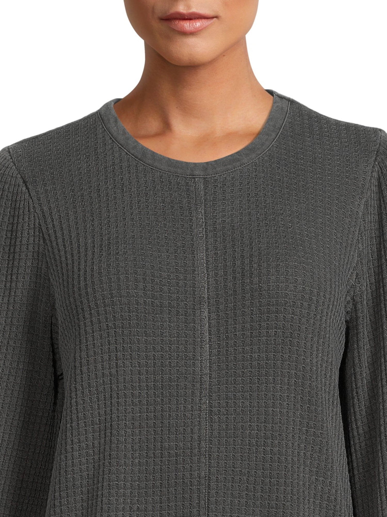 Time and Tru Women's Waffle Pullover Top