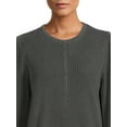 thumbnail image 2 of Time and Tru Women's Waffle Pullover Top, 2 of 5