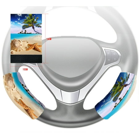 - GCKG starfish sea star summer beach tropical sea life palm tree conch Steering Wheel Cover Anti-slip Wheel Sleeve Protector Hook and Loop Covers Size 10x16cm Set of 2