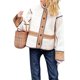 thumbnail image 1 of Chaquetas para Mujer, , Ligeras, Acolchadas, de Larga, Estilo Motero, con Bloques de Color Albaricoque L, 1 of 8