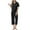 Black, variant on Ashirexll Pajamas for Women Set, Two Piece Sets for Women, Solid Color Ice Silk Satin Short Sleeve Top and Short Pant Home Set
