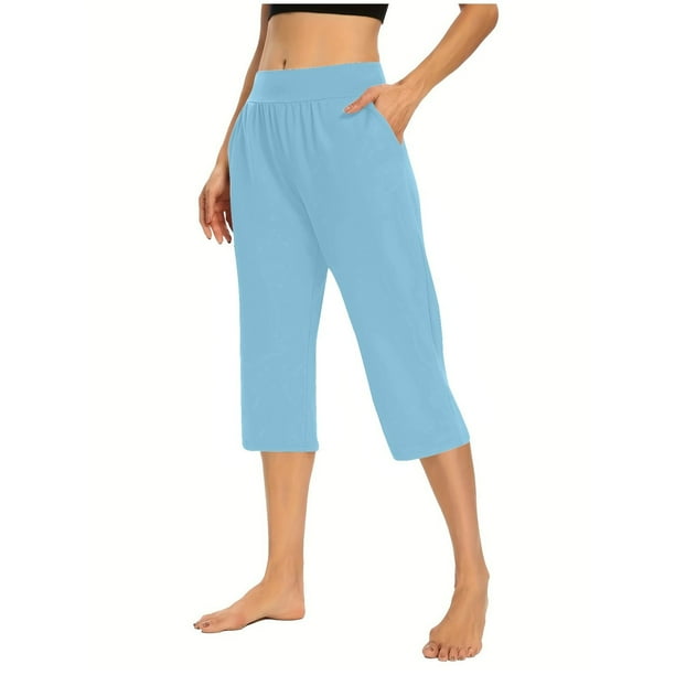 WILLBEST Pantalones Capri de Yoga Casuales para Mujer, Holgados, Cómodos, Deportivos, de Verano, de Pierna Ancha y Cintura Alta. Chica