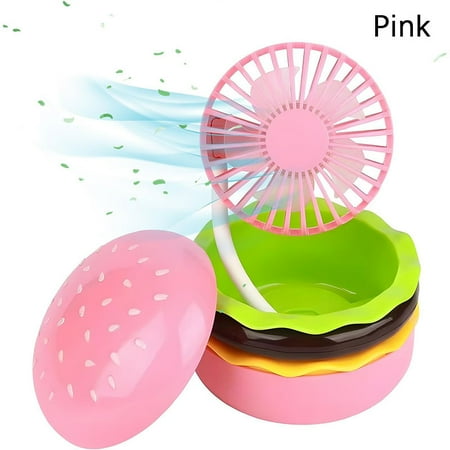 

USB Portable Fan Powerful Hamburger Desk Fan Rechargeable 3 Speed Personal Hand Fan