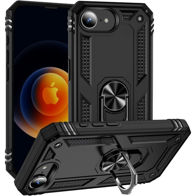 KOMI Protective Phone shell Compatible with iPhone 16E Case, Military Grade Drop Protection Cover 360 Shockproof Heavy Duty Hard Bumper Rugged Mobile Phone Cases with Kickstand for iPhone Case