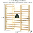thumbnail image 2 of iSunirm Bookcase with Storage Home Decor Closet Organizers Toy Storage Triple Wide 6-Tier Bamboo 6ft Tall Bookcase with 17 Open Display Shelves Super Large Freestanding Book Shelf Natural, 2 of 6