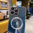 thumbnail image 5 of for iPhone 15 Pro Max Case Magnetic Clear with Camera Lens Protector MagSafe Electroplated Silicone Dust-Proof Net Shockproof Protective Phone Case Cover 6.7 Inch - Blue, 5 of 12