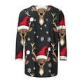 thumbnail image 3 of Bzhegqhd 3/4 Length Sleeve Tops for Women Christmas Printed Blouse Round Neck Pullover T-shirts Loose Fit Casual Fashion Tee Holiday Party Wear Soft Comfortable Gift, 3 of 5