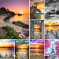 thumbnail image 2 of Pintura de diamantes 5D DIY, paisaje costero, puesta de sol, imagen de diamantes de imitación completa, Cuadrado/redondo, bordado de diamantes, decoración de mosaico, regalo, 2 of 4